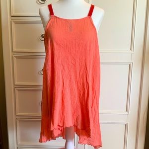 Flowy Fun Coral & Red Zipper Top ⛵️🏜🏵